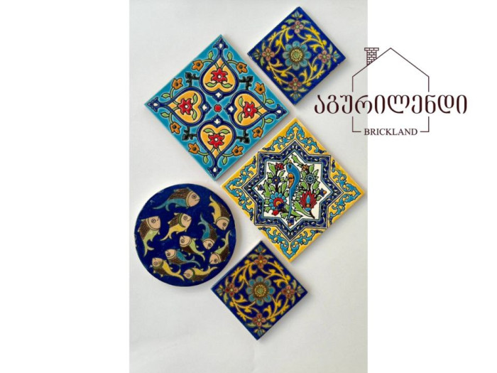 ხელნაკეთი მოჭიქული კერამიკა სხვადასხვა ნახატით